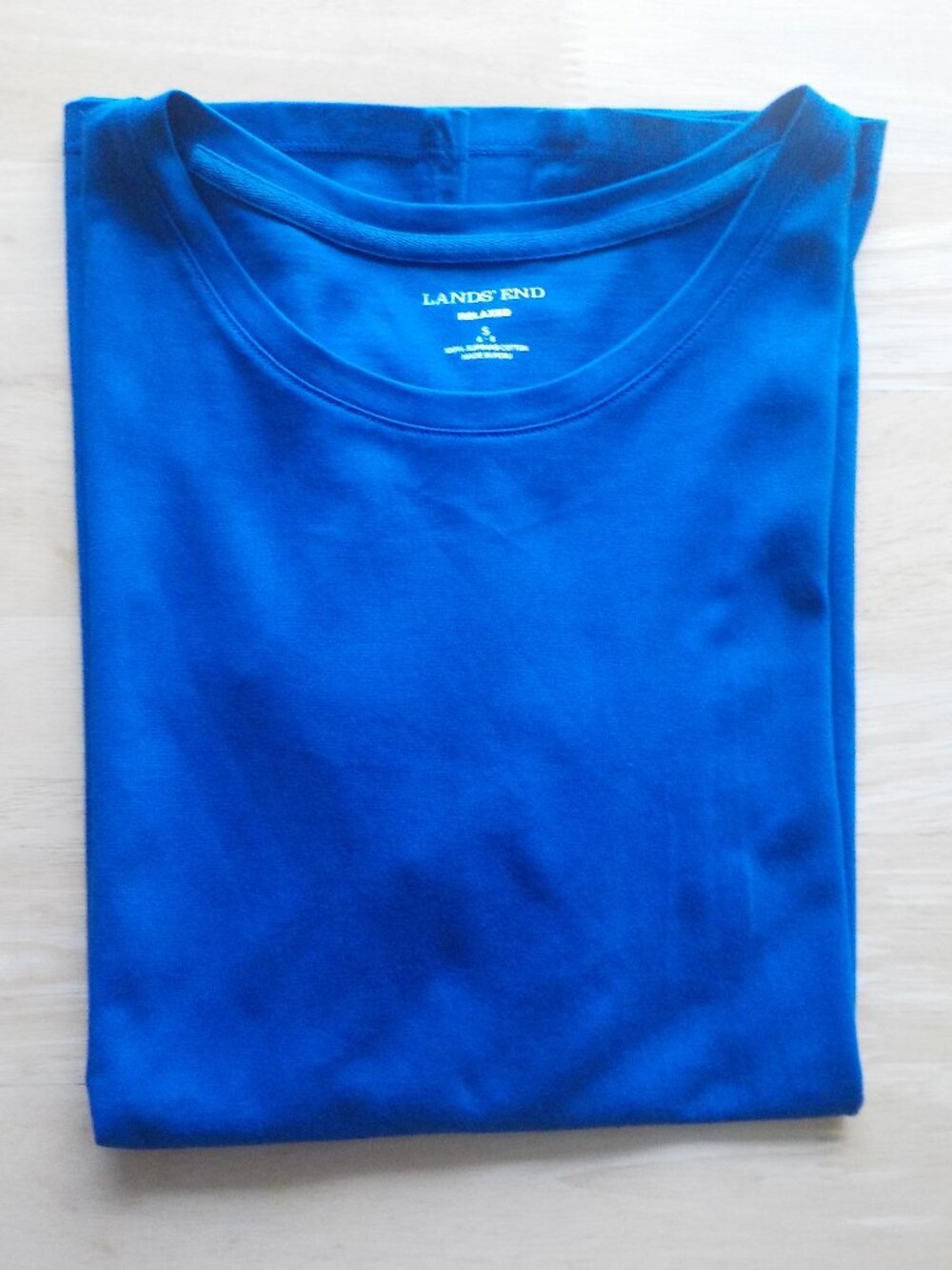 Lands' End Blouse Tee - Small - Royal Blue Short Sleeve (2291)
